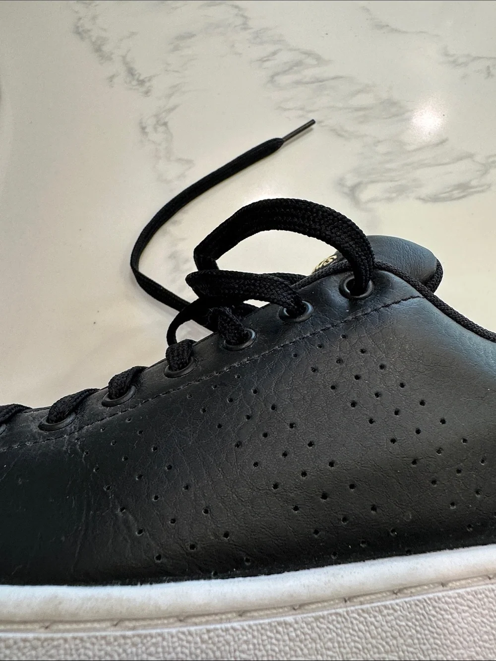 ADIDAS SIZE 9 BLACK HOUNDSTOOTH DETAIL LEATHER CLOUDFOAM SNEAKERS SHOES RUNNERS